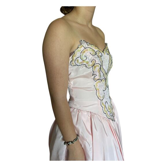Vintage Zum Zum Pink Strapless sequin beaded Prom Dress size small - Picture 7 of 17
